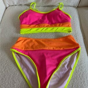 Vibrant Pink and Orange Swim Suit